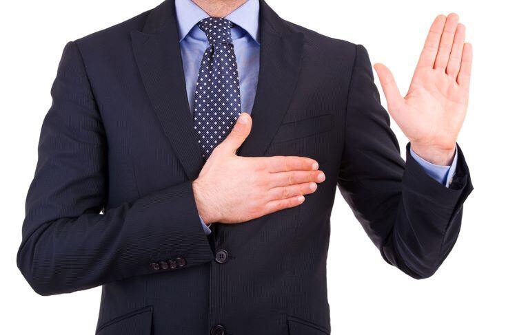 Businessman taking oath